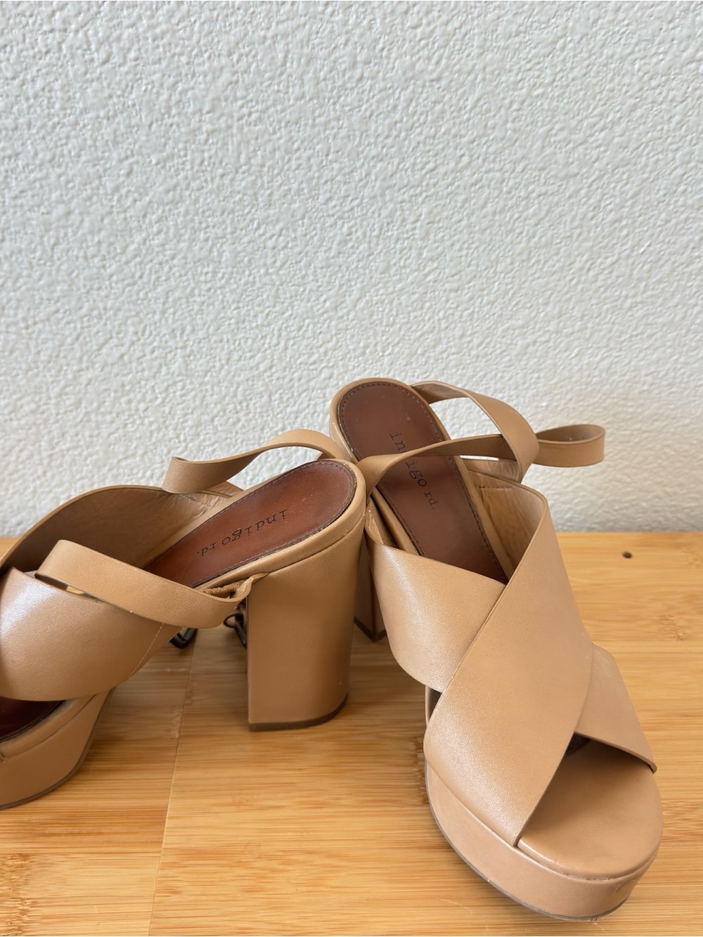 Chunky Tan Platform Heeled Sandals - Women